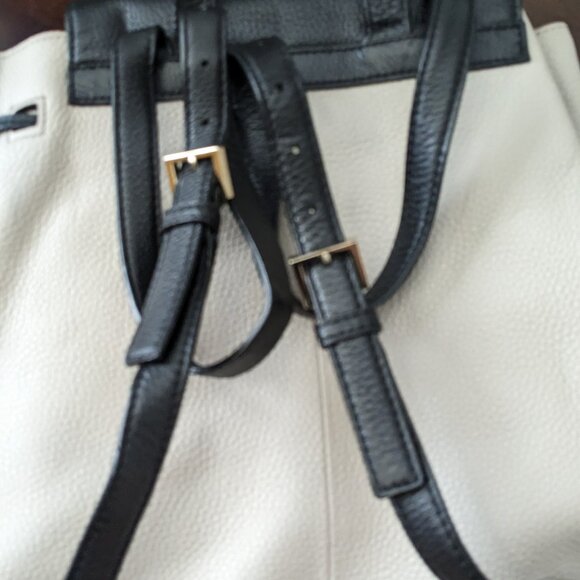 Kate Spade New York Leila Pebble Leather Drawstring Flap Backpack Beige Black . main image 7